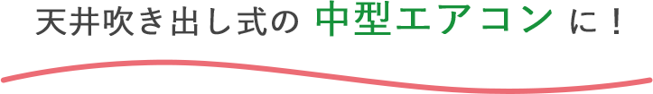 天井吹き出し型の中型エアコン（直径700mm超）に！